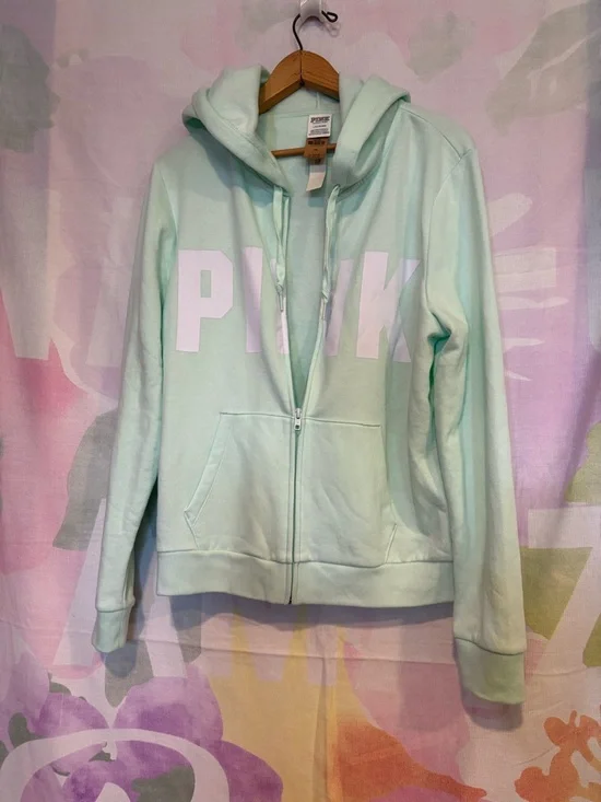 NWT Victoria's Secret PINK Mint Green Hoodie Sweater NEW Size Large L Casual Fun - Picture 5 of 8
